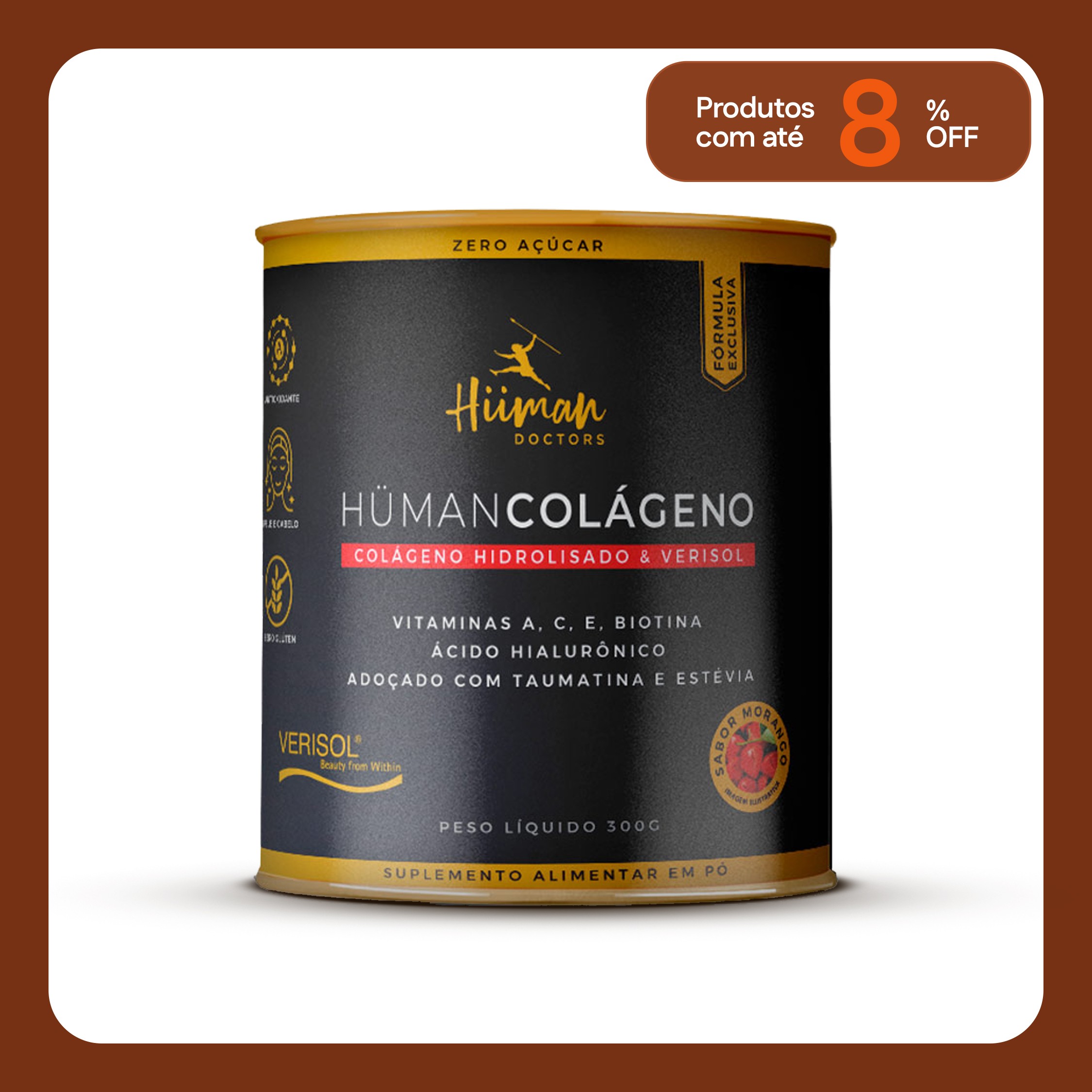 Hüman Colágeno + vitaminas - sabor morango